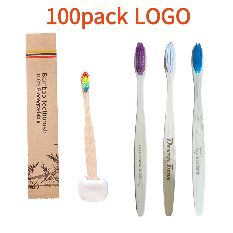 Bamboo Toothbrush Set - 100 Uds. Logotipo personalizado cepillo de