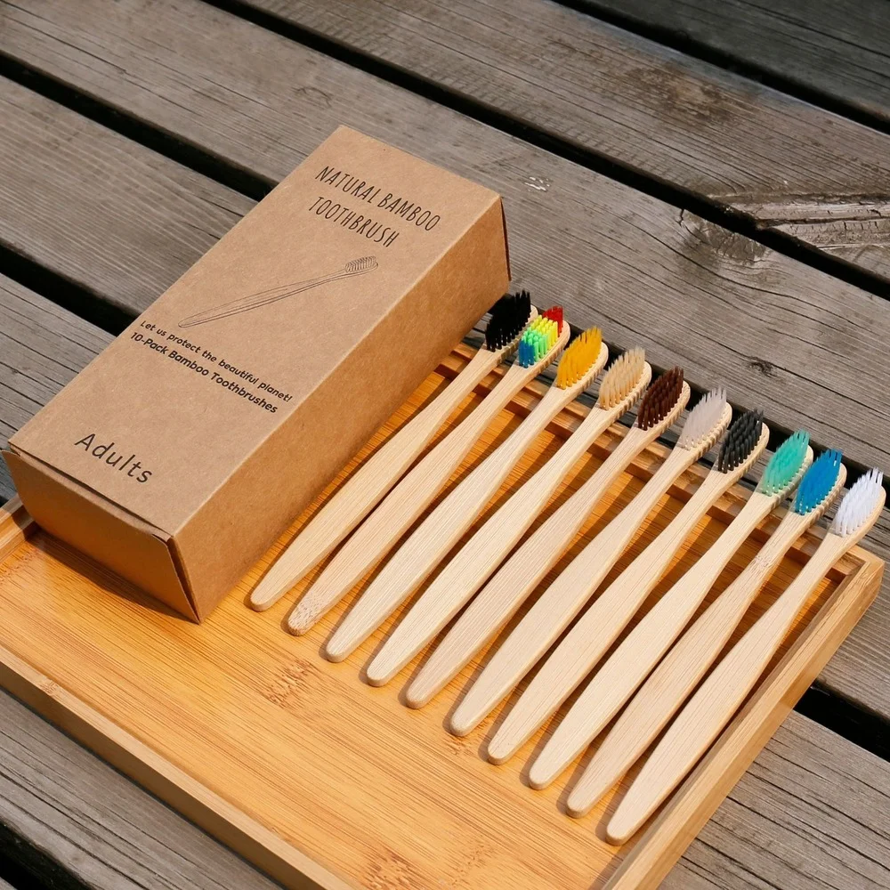 Bamboo Toothbrush Set - Juego de 10 cepillos de dientes
