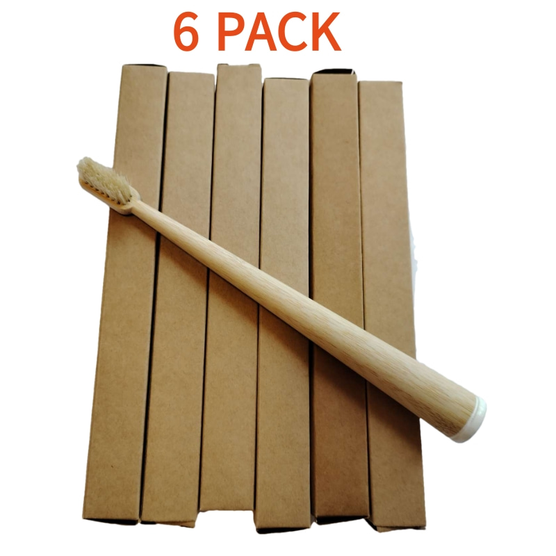 Bamboo Toothbrush Set - Paquete de 6 cepillos de dientes