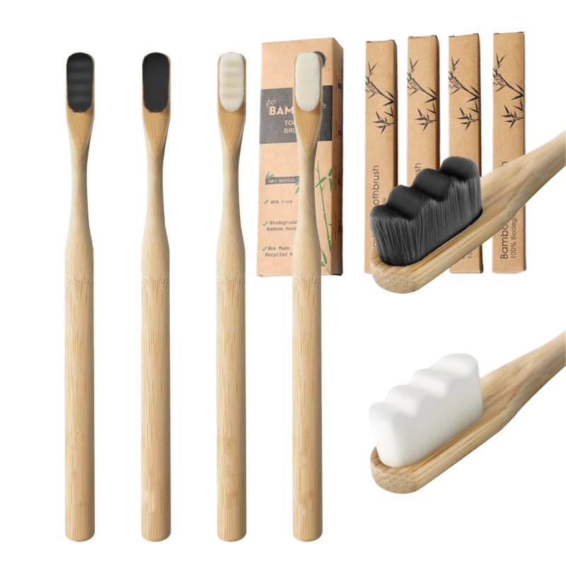 Bamboo Toothbrush Set - 4 cepillos de dientes de bambú