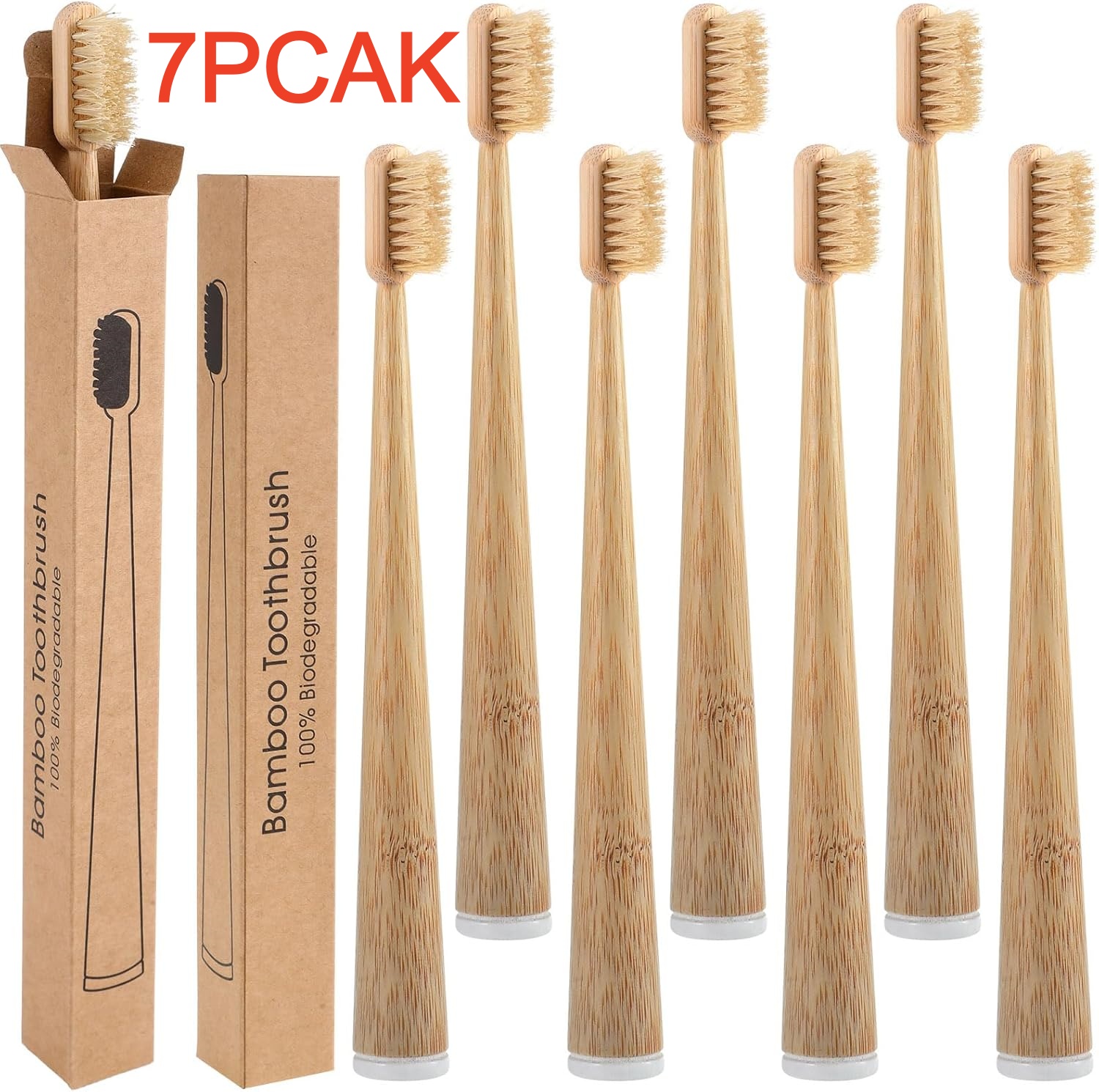 Paquete de 7 cepillos de dient - Bamboo Toothbrush Set reseña y precio