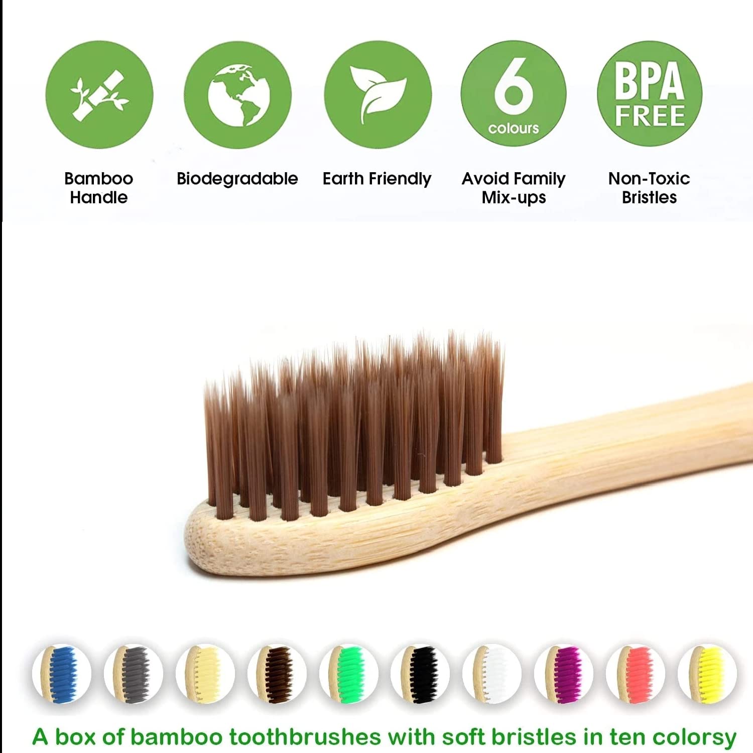 Paquete de 10 cepillos de dien - Bamboo Toothbrush Set reseña y precio